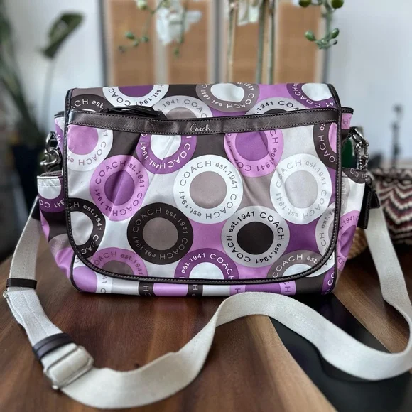 Vintage Coach Purple Signature Messenger or Diaper Bag EUC - Picture 3 of 12